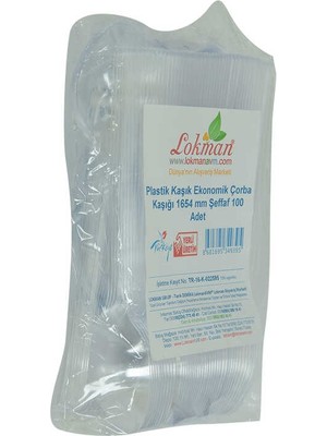 Bezos Plastik Kaşık Ekonomik Çorba Kaşığı 1654 mm Şeffaf 100 Adet 1 Paket