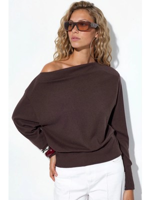 Hiccup Kadınlar Busem Kadın Düz Bisiklet Yaka Sweatshirt Kahve Kahvesi