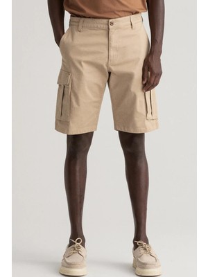 Gant Men's Relaxed Twill Cargo Bermuda Shorts Erkek Rahat Kesim Dokuma Kargo Şort Bej