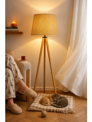 Vivido Home Doğal Rattan Hasır Ahşap Lambader