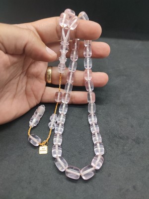 İskeçe Tesbih Ali Baba Usta Eseri 0.8 mm Şeffaf Delim Alman Zar Kehribar Sertifikalı 10130