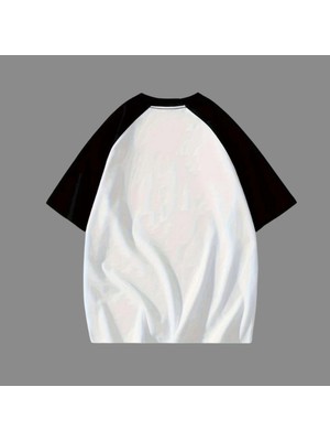 Touz Beyaz Unisex Siyah Reglan Narco T-Shirt