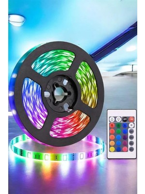 Aesco 5 Metre Şerit LED Rgb Işıklı Kumandalı Güç Adaptörü Her Ortama Uygun