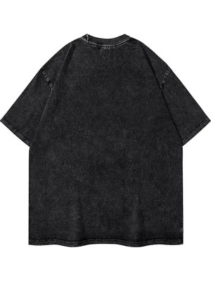 Touz Yıkamalı Anime One Baskılı Unisex Oversize Vintage T-Shirt