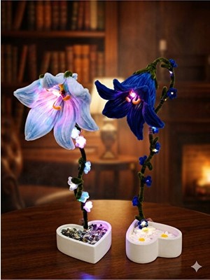 Maison Luré LED Işıklı Şönil Tel Lilyum Çiçek Gece Lambası Masa ve Gece Lambası