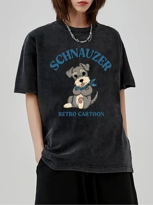 Touz Retro Dog Yıkamalı Oversize Vintage Tshirt