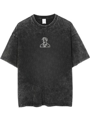Touz Yıkamalı Tupac Kolaj Oversize Vintage T-Shirt