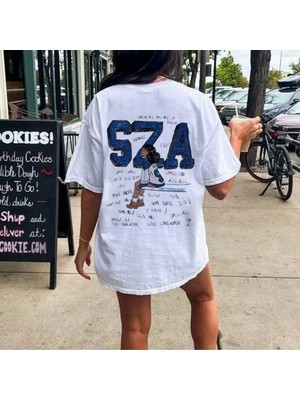 Touz Sza Baskılı Unisex Oversize  T-Shirt
