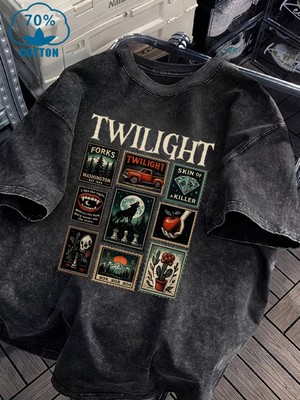 Touz Twilight Gallery Baskılı Unisex Yıkamalı Vintage Oversize T-Shirt