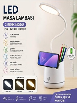 Maison Luré 3 Renkli Ayarlanabilir Masa Okuma Işığı Masa ve Gece Lambası