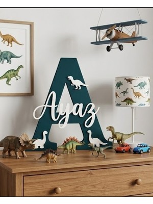 Zaya Design Lab Kişiye Özel Dinozor Temalı Harf Isimlik | 20 cm 3D Baskı Bebek & Çocuk Odası Kapı ve Duvar Dekoru