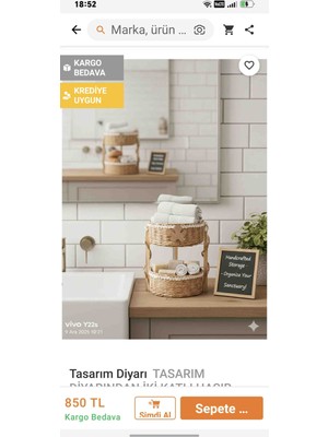 Tasarım Diyarından Iki Katlı Hasır Örgüsü Sepet