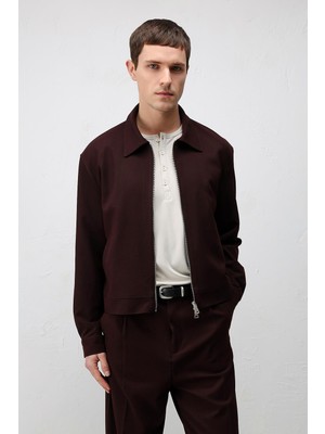Antioch Bordo Relaxed Fit Fermuarlı Erkek Mont
