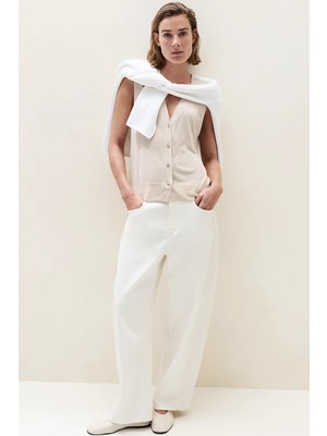 The White Company Modal Karışımlı Düğmeli Kadın Triko Yelek Bluz