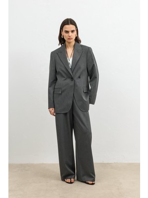 Antioch Gri Kruvaze Kadın Blazer
