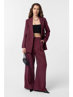 Antioch Bordo Kruvaze Kadın Blazer Ceket