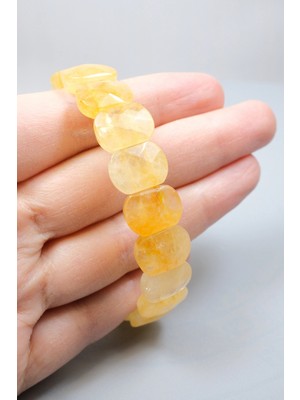 Healcrystal Altın Işıltısı ve Tükenmeyen Bereket: Oval Faset Kesim Sitrin Doğal Taş Bileklik