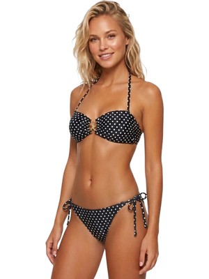 Donlaritta Kadın Boyundan Bağlamalı Çıkarılabilir Askılı Straplez Aksesuarlı Bikini Takımı