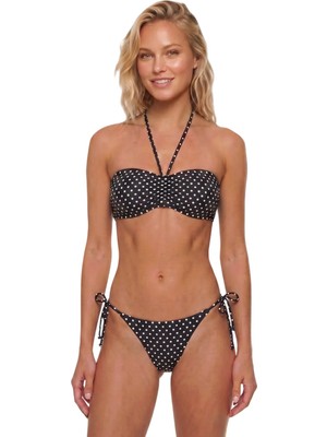 Donlaritta Kadın Büzgü Detaylı Boyundan Bağlamalı Straplez Bikini Takımı