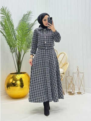 Moda Yağmur Sevgi Tesettür Takım Siyah Beyaz