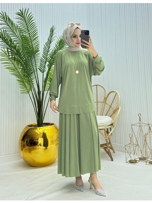 Moda Yağmur Müjgan Tesettür Takım Yeşil