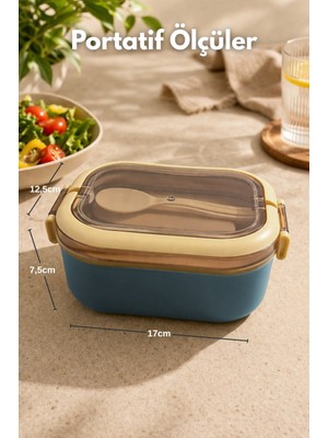 SUPERPUP Yemek Kabı Lunch Box Mavi Diyet Beslenme Kutusu Saklama Kabı Çatal Kaşıklı Sefer Tası