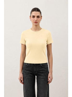 Antioch Sarı Kadın Basic T-Shirt