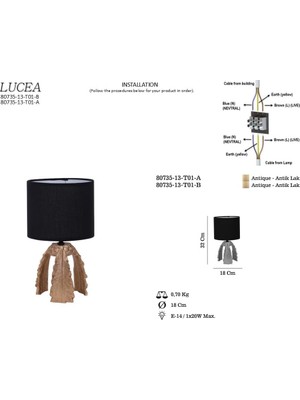 Maxi Trendy Lucea Calıne 13 Masa Lambası B 1XE14