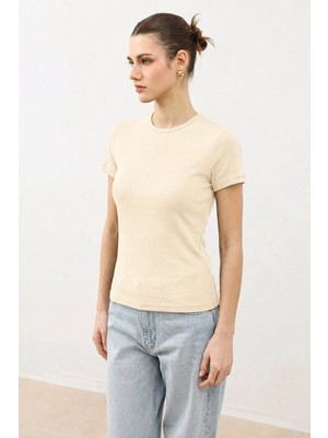 Antioch Ekru Kadın Basic T-Shirt