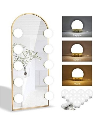 Maison Luré Nostaljik Hollywood Tarzı Makyaş Masası Aynası - 10'lu LED Işık, USB Bağlan