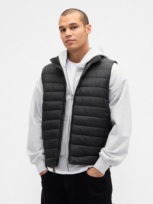 Gap Erkek Siyah Recycled Puffer Şişme Yelek