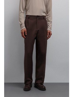 Antioch Kahve Relax Fit Pilili Erkek Pantolon
