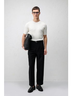 Antioch Siyah Pileli Relaxed Fit Erkek Pantolon