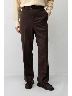 Antioch Kahve Relaxed Fit Kemerli Erkek Pantolon