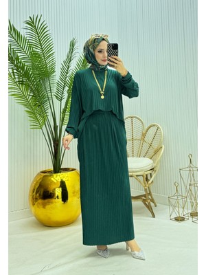Moda Yağmur Selma Tesettür Takım Zümrüt