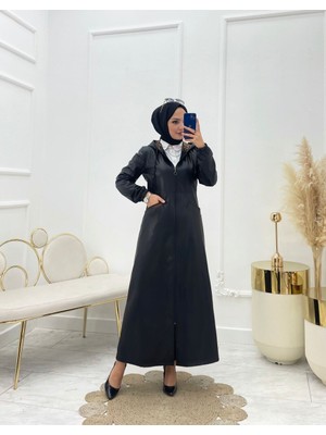Moda Yağmur Ebru Tesettür Deri Kap Siyah
