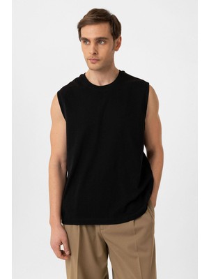 Antioch Siyah Relaxed Fit Erkek Kolsuz T-Shirt