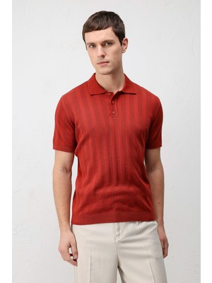 Antioch Kırmızı Dokulu Triko Erkek Polo T-Shirt
