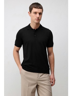 Antioch Siyah Comfort Slim Polo Yaka Erkek Triko T-Shirt