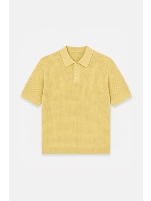 Antioch Sarı Örgü Dokulu Polo Yaka Erkek T-Shirt