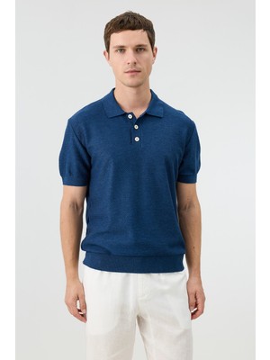 Antioch Lacivert Dokulu Polo Yaka Triko Erkek T-Shirt