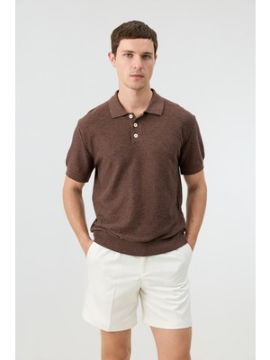 Antioch Kahve Dokulu Polo Yaka Triko Erkek T-Shirt