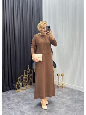 Moda Yağmur Eyşan Elbise Kahverengi