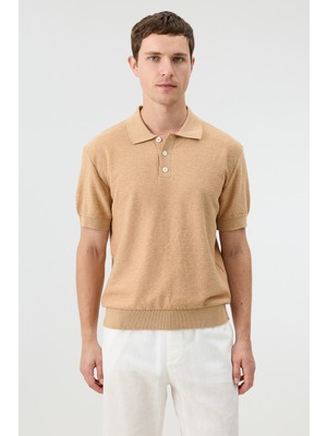 Antioch Camel Dokulu Polo Yaka Triko Erkek T-Shirt