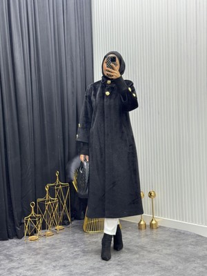 Moda Yağmur Serra Angora Kaban Siyah