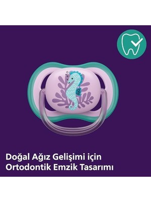 Maxi Trendy Ultra Air Emzik, Kız Bebekler Için 6-18 Ay, 2’li Paket, Ortodontik Silikon, Geniş Hava Delikli, Mikrodalga Sterilize Edilebilir, Bpa Içermez, Taşıma Kutulu, SCF085/61