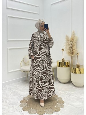 Moda Yağmur Pelin Tesettür Elbise Kahverengi
