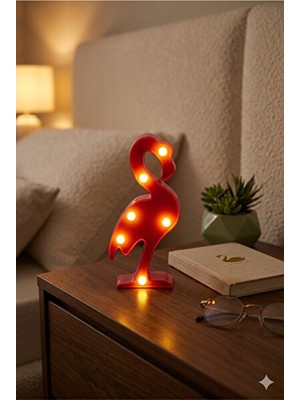 Maison Luré Dekoratif Flamingo LED Gece Lambası Pilli Masaüstü Aydınlatma Masa ve Gece Lambası