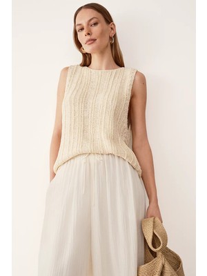 The White Company Keten Karışımlı Triko Kadın Tişört