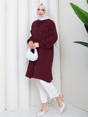 Pamuk Butik Kadın Yandan Cepli Düğme Kapamalı Robalı Tunik -PMK568